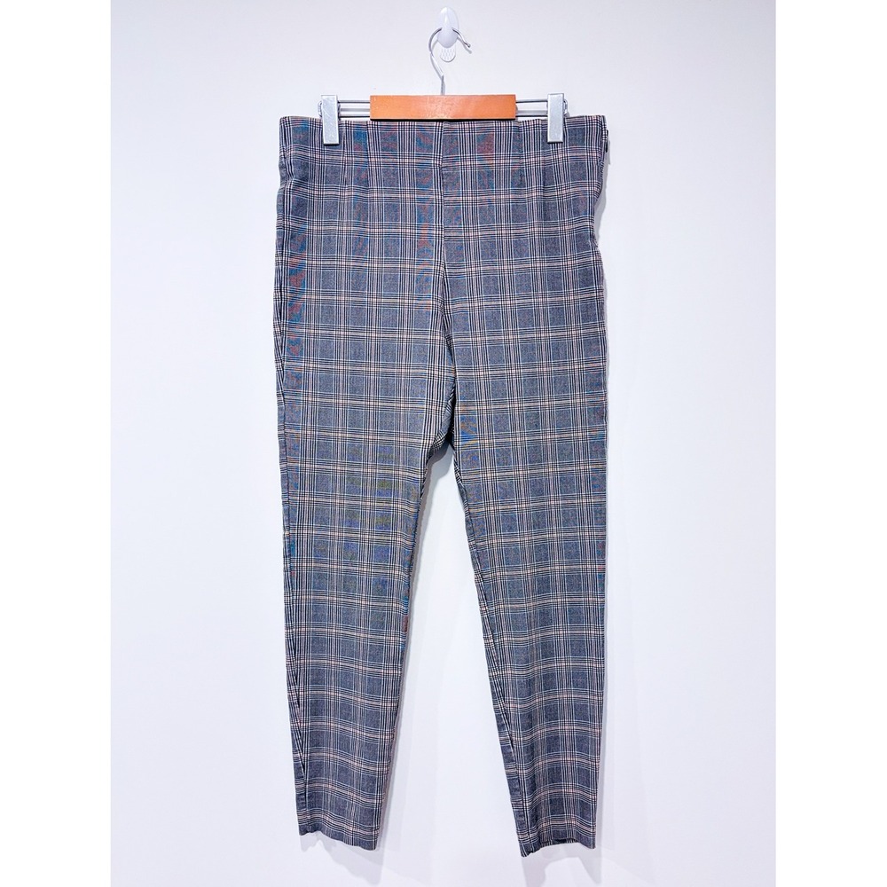 ZARA Grey Plaid Stretch Straight Leg Pants Tailored Office Preppy X-Large